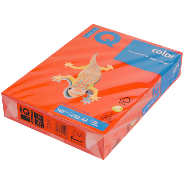 Бумага IQ "Color intensive" А4, 160г/м2, 250л. (кораллово-красный) CO44 087130