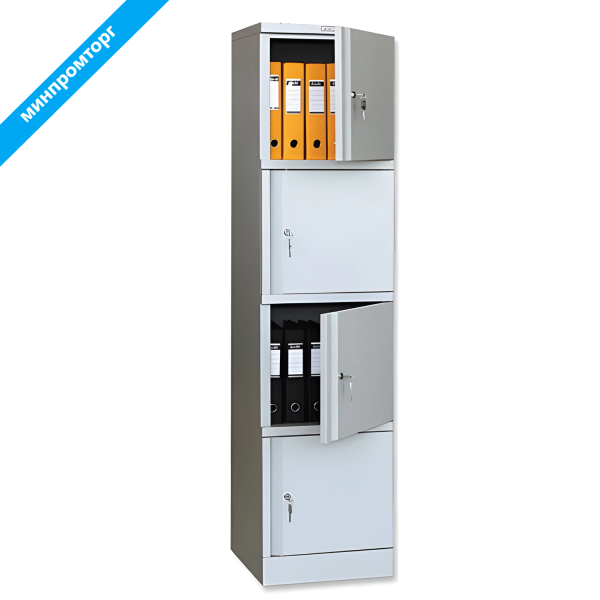 Шкаф металлический офисный ПРАКТИК "AM-1845/4" (в1830*ш472*г458мм;4отд;29кг), разборный AM-1845/4 290356