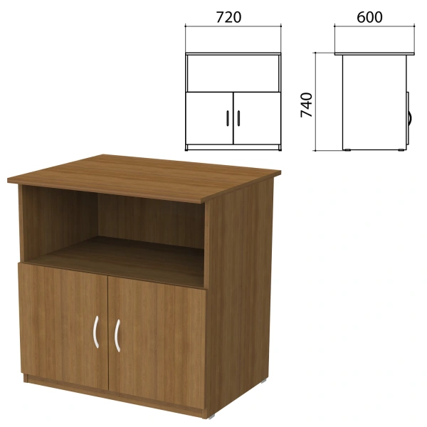 Тумба для оргтехники "Бюджет" (ш720*г600*в740 мм), 2 двери, орех 190, 402658, 402658-190 641161