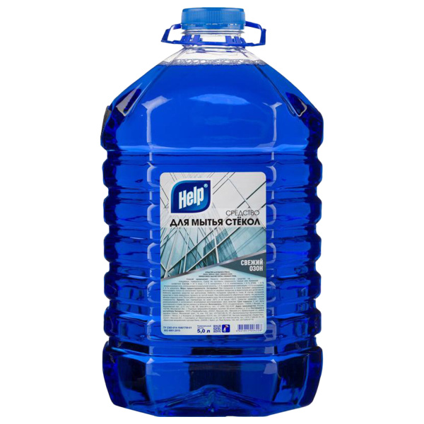Средство для мытья стекол и зеркал 5л HELP, свежий озон, ПЭТ,  1-0343 608111
