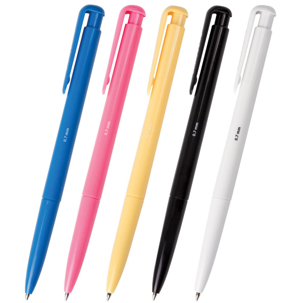 Ручка шариковая автомат. BRAUBERG Hot Hit, СИНЯЯ, корпус ассорти, узел 0,7мм, линия 0,35мм, 140891