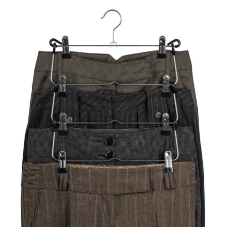 Вешалка-плечики качели, 4 секции, металлическая, с клипсами для юбок и брюк, BRABIX, 607472 - МСК «Форвард»