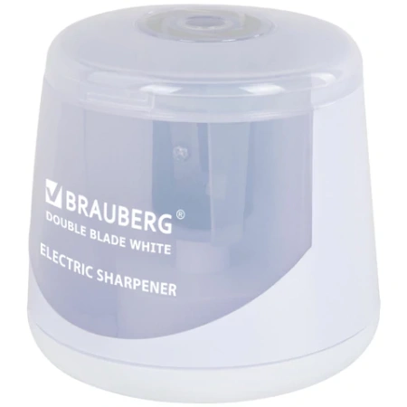 Точилка электрическая BRAUBERG DOUBLE BLADE WHITE, двойное лезвие, питание от 2 батареек, 271337 - МСК «Форвард»