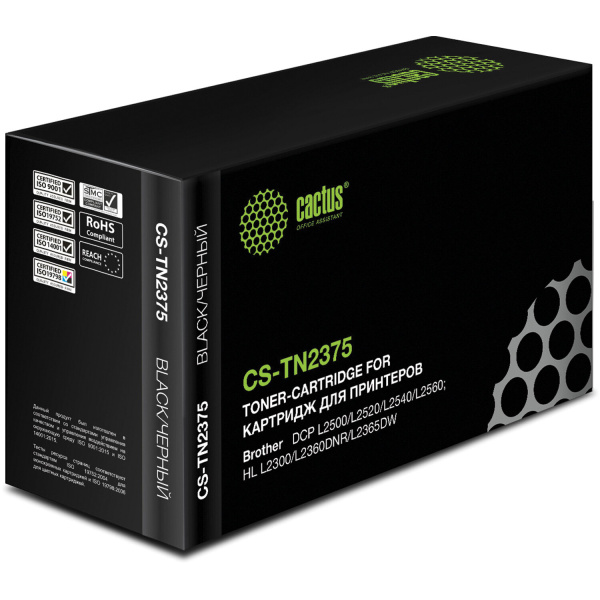 Картридж лазерный CACTUS (CS-TN2375) для BROTHER HL-L2300DR/2340DWR/DCP-L2500, ресурс 2600 стр CS-TN  362685