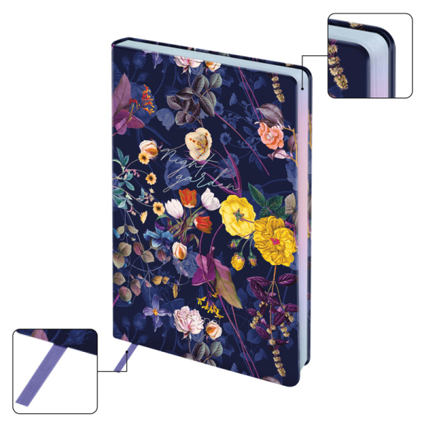 Ежедневник недатированный, А5, 136л., кожзам, Greenwich Line "Night garden. Purple", тон. блок ENA5_44977 342852 - МСК «Форвард»