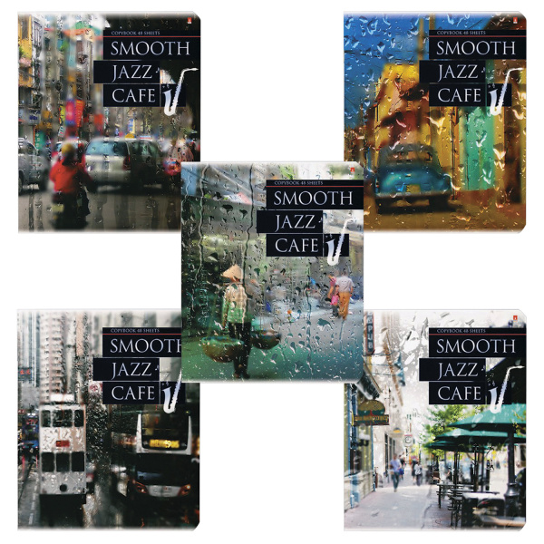 Тетрадь А5 48л. АЛЬТ скоба, клетка, фольга, гибридный лак, бумага 70 г/м, JAZZ CAFE, 7-48-828 403382