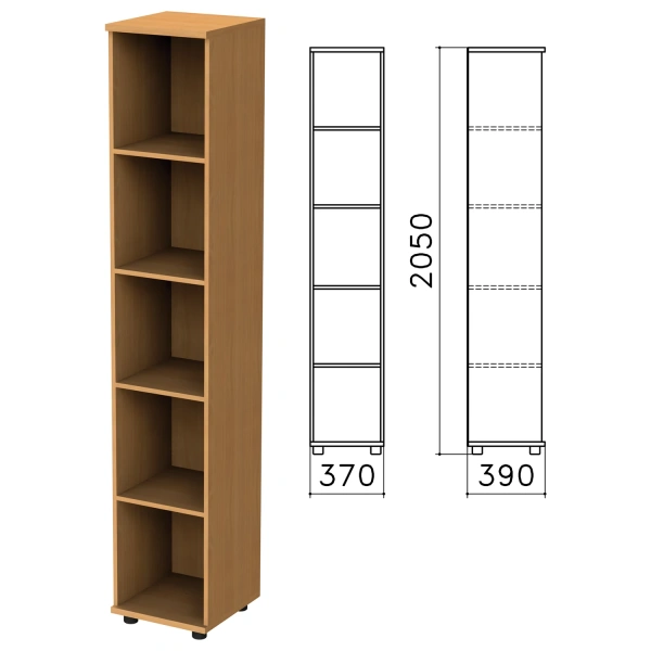 Шкаф (стеллаж) "Монолит" (ш370*г390*в2050 мм), 4 полки, цвет бук, КМ45.1 640174