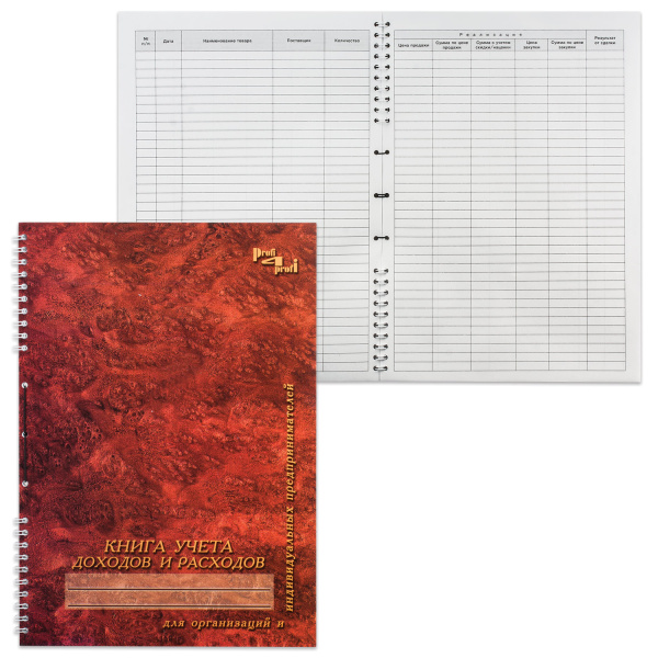 Книга учета доходов и расходов, 50л, картон, на гребне, А4 (204х290мм), 13с21-50 130171
