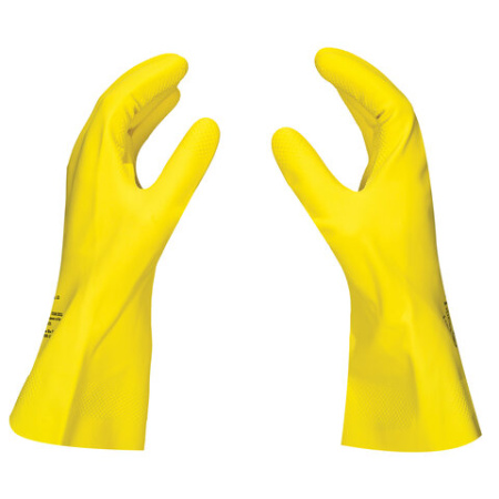 Перчатки латексные SCAFFA "Луч", КЩС-2, хлопчатобумажное напыление, р. 8, M, желтые, 00-01017717 701640 - МСК «Форвард»