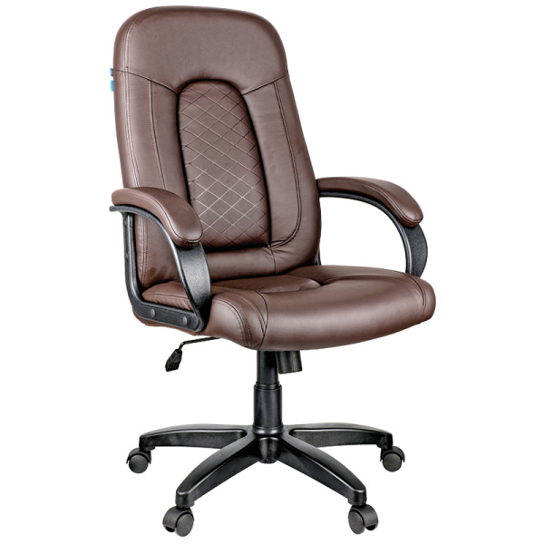 Кресло руководителя Helmi HL-E29 "Brilliance", экокожа коричневая, мягкий подлокотник 279847