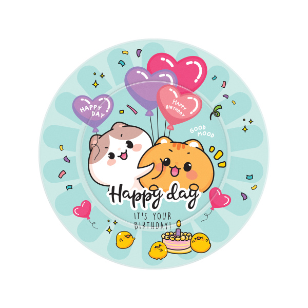 Тарелки одноразовые бумажные MESHU "Funny friends", 18см, набор 6шт MS_57313 380809