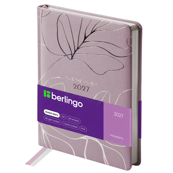Ежедневник датированный 2027г., А5, Berlingo "Holography", розовый, 184л., кожзам, DD7_F0033 391416 - МСК «Форвард»