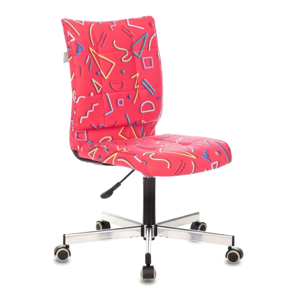 Кресло БЮРОКРАТ CH-330M, без подлокотников, пятилучие метал. серебр., ткань, красное с рисунком,532654