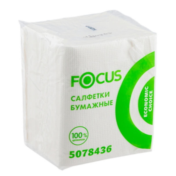 Салфетки бумажные 100шт в пачке 20х24 см Focus Economic Choice 1-сл белые 5078436/50202779 1708461 минпромторг - МСК «Форвард»