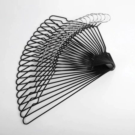 Вешалки-плечики для одежды, размер 48-50, металл, антискользящие, КОМПЛЕКТ 20 шт., черные, BRABIX PREMIUM, 608468 - МСК «Форвард»