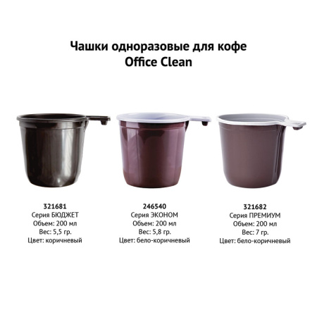 Чашки одноразовые для кофе OfficeClean 200мл, набор 50шт., эконом, ПП, бело-коричневые, хол/гор 246540/П232831 минпромторг - МСК «Форвард»