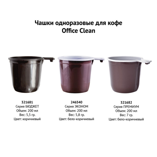Чашки одноразовые для кофе OfficeClean 200мл, набор 50шт., эконом, ПП, бело-коричневые, хол/гор 246540/П232831 минпромторг - МСК «Форвард»