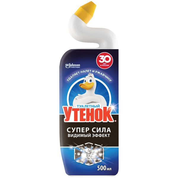 Средство для уборки туалета 500мл ТУАЛЕТНЫЙ УТЕНОК Супер Сила "Видимый Эффект", 696888 605505