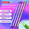 Карандаш чернографитный BRAUBERG "PASTEL", 1 шт., HB, трехгранный, с ластиком, 181995 - МСК «Форвард»