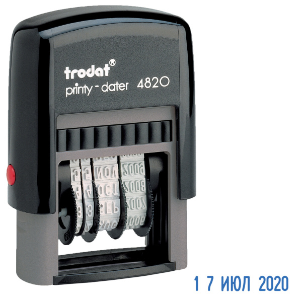 Датер-мини месяц буквами, оттиск 22*4мм синий, TRODAT 4820, корпус черный 73930 235581