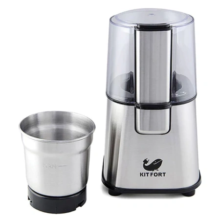 Кофемолка KITFORT КТ-1315, 180 Вт, вместимость 60 г, металл, серебро 454865 - МСК «Форвард»