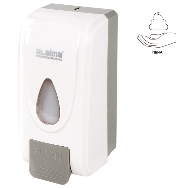 Дозатор для жидкого мыла-пены LAIMA PROFESSIONAL ECONOMY, НАЛИВНОЙ, 1л, ABS-пластик, белый, 607322 X