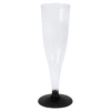 Бокал одноразовый 150 мл для шампанского "Флюте" КОМПЛЕКТ 450шт пластиковый, черная низкая ножка, ВЗЛП, 1009П/Ч 609222 - МСК «Форвард»
