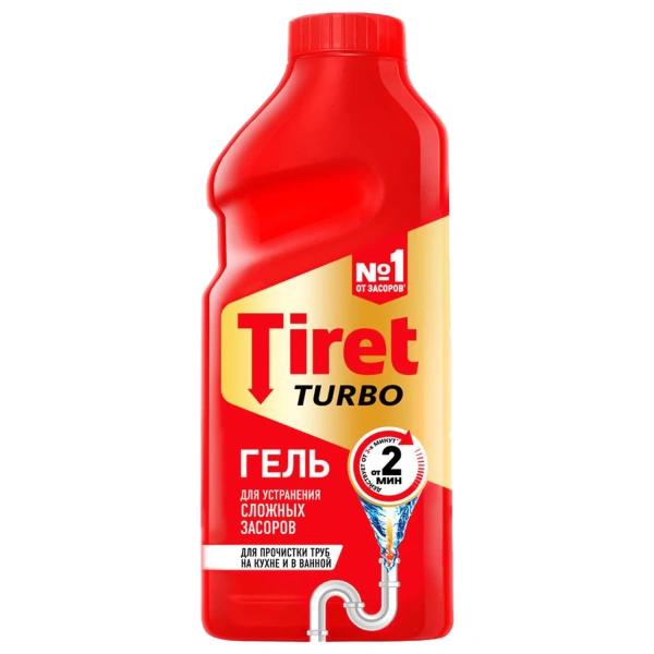 Средство для прочистки канализационных труб 500мл TIRET (Тирет) Turbo, гель, 8147369 602019 ЧЕСТНЫЙ ЗНАК!