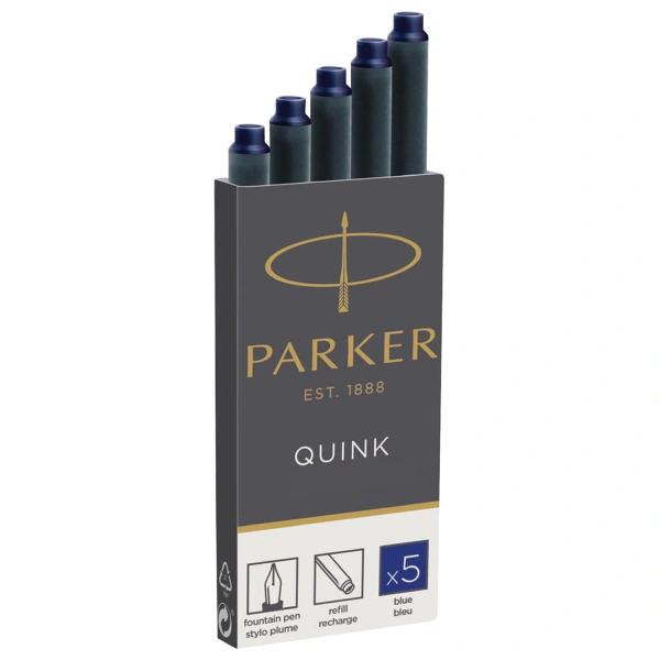 Картриджи чернильные PARKER Cartridge Quink, КОМПЛЕКТ 5 штук, синие, 1950384 142388