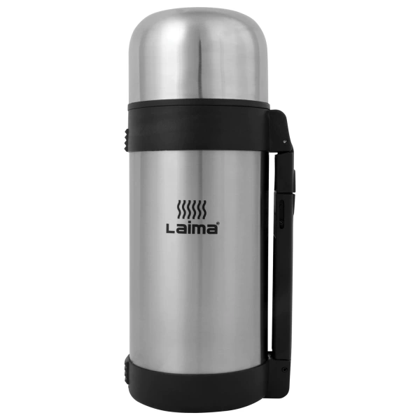 Термос LAIMA классический с узким горлом, 1,2л, нержавеющая сталь, пластиковая ручка, 605125