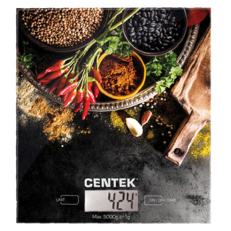 Весы кухонные CENTEK CT-2462 "Специи", электронный дисплей, max вес 5 кг, тарокомпенсация, стекло, CT-2462 Специи 457573 - МСК «Форвард»