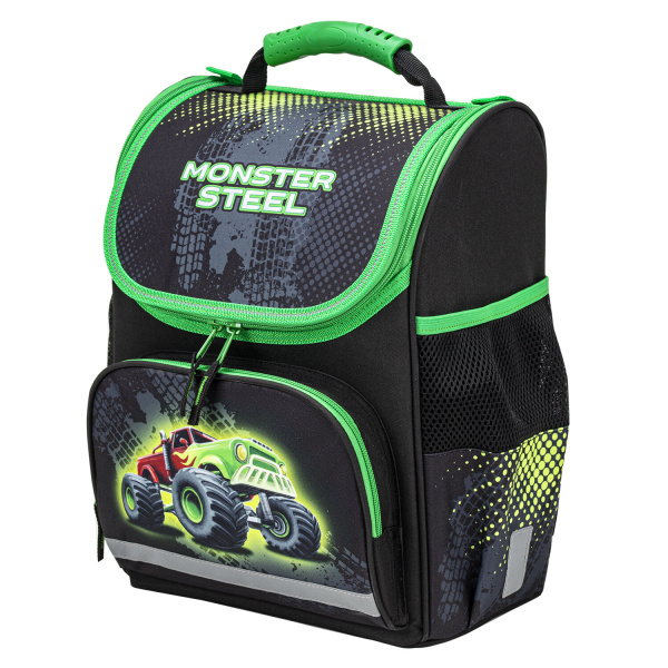 Ранец ПИФАГОР BASIC, 1 отделение, 3 кармана, эргономичная спинка, Monster steel, 35х28х18 см, 270686