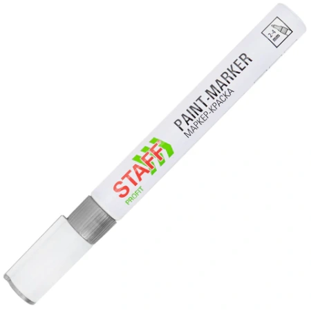 Маркер-краска лаковый (paint marker) 2-4 мм, СЕРЕБРИСТЫЙ, НИТРО-ОСНОВА, STAFF PROFIT, для любых поверхностей, 152580 - МСК «Форвард»