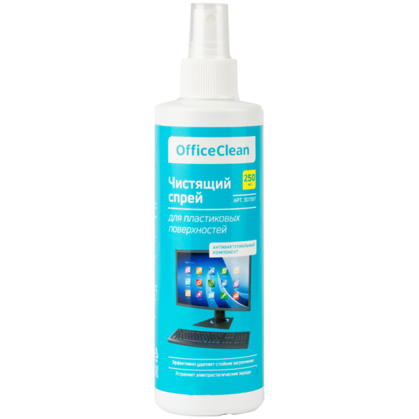 Чистящая жидкость-спрей OfficeClean для пластиковых поверхностей, компьютеров, телефонов, факс-аппаратов и другой оргтехники 250мл 307367 ЧЕСТНЫЙ ЗНАК!