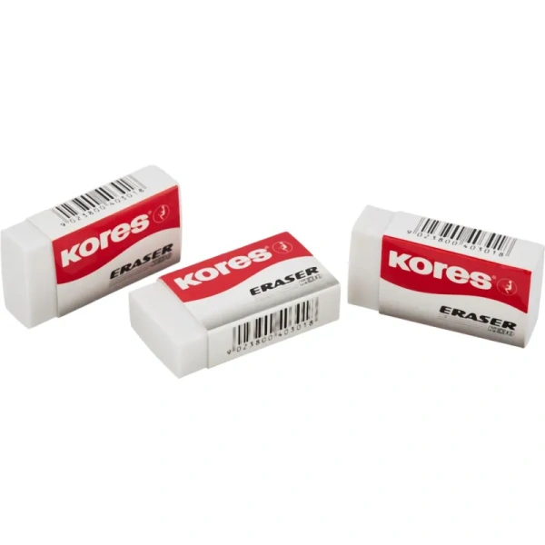 Ластик Kores ПВХ прямоугольный 40x21x10 мм НОБОР 3 шт KE-30 блистер 376556 - МСК «Форвард»
