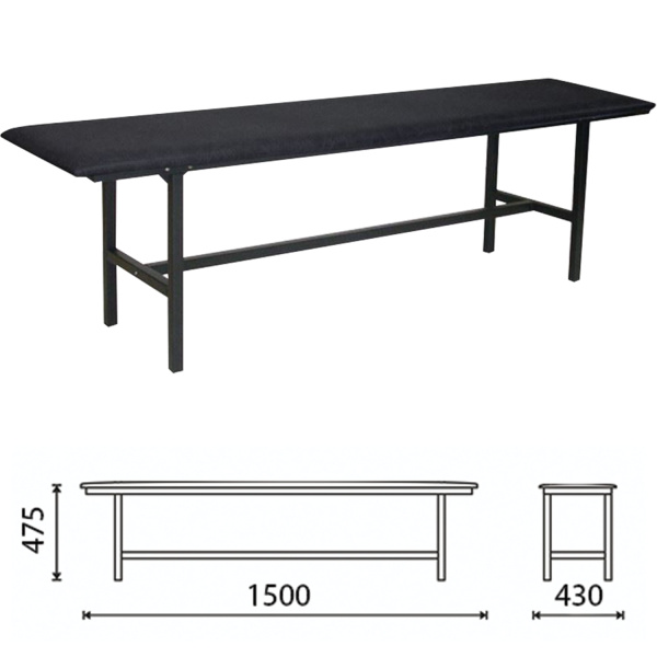 Банкетка без спинки "Берта" (ш1500*г430*в475), УСИЛЕННАЯ, черн.каркас, кожзам черн,разбор.,БМ4 К01 531263