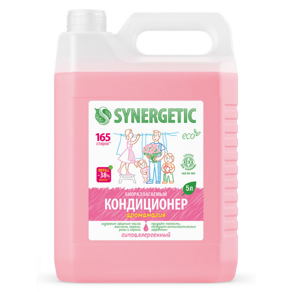 Кондиционер-ополаскиватель д/белья 5л SYNERGETIC "Аромамагия", гипоаллергенный концентрат,605551