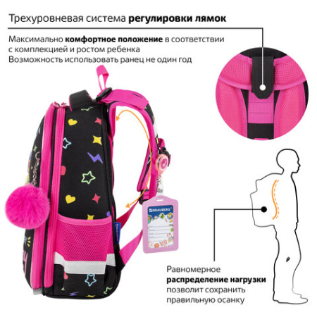 Ранец BRAUBERG PREMIUM, 2 отделения, с брелоком, "Headphones", велюровая нашивка, 38х29х16 см, 273100 - МСК «Форвард»