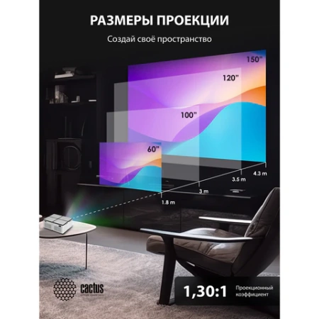 Проектор CACTUS CS-PRO.03WT.FULL HD-A, LCD, 1920x1080, 16:9, 4:3, 7500 лм, 2300:1, 1,73 кг, RO.03WT.WUXGA-A 355003 под заказ - МСК «Форвард»