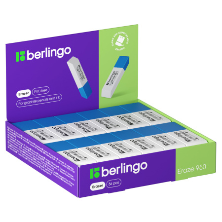 Ластик Berlingo "Eraze 950", прямоугольный комбинированный, скошенный, 57*18*8мм BLc_00950 360370 - МСК «Форвард»