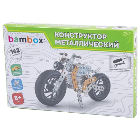 Конструктор металлический "Мотоцикл", с подвижными деталями, 162 элемента, BAMBOX (БАМБОКС), 666364 - МСК «Форвард»