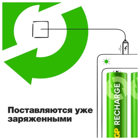 Батарейки аккумуляторные GP ReCharge Ni-Mh пальчиковые КОМПЛЕКТ 2 шт., АА (HR6) 1000 mAh, 100AAHCV, 100AAHCV-2CRSB 458475  - МСК «Форвард»