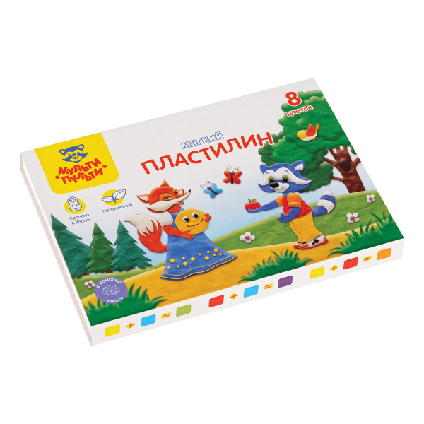 Пластилин Мульти-Пульти "Енот в сказке", 08 цветов, 96г, со стеком, картон МП_4170 3288938  - МСК «Форвард»