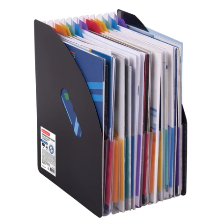 Лоток-органайзер вертикальный для бумаг и документов, 13 отделений, BRAUBERG DOCS, А4 черный, 271153 - МСК «Форвард»