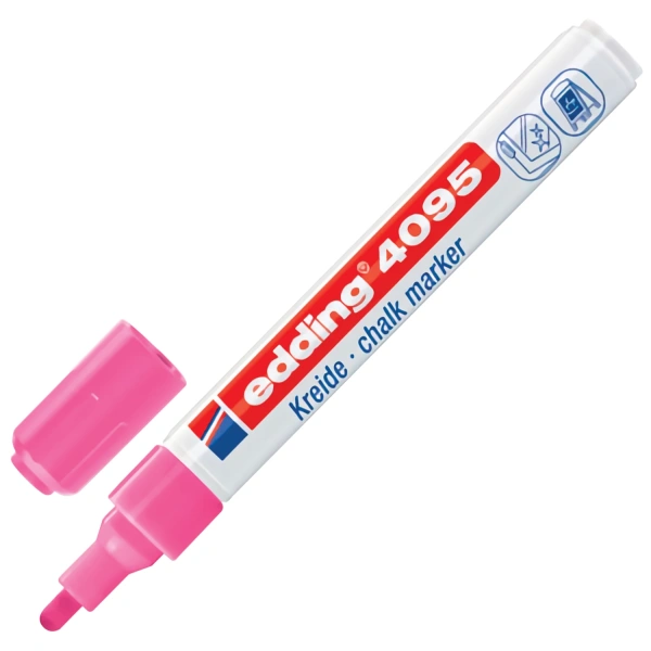 Маркер меловой EDDING 4095, 2-3 мм, РОЗОВЫЙ, влагостираемый, для гладких поверхностей, E-4095/69  151337