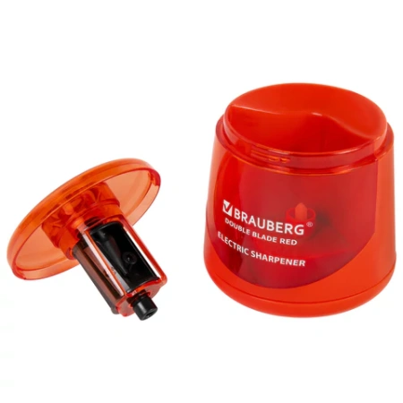 Точилка электрическая BRAUBERG DOUBLE BLADE RED, двойное лезвие, питание от 2 батареек АА, 271338 - МСК «Форвард»