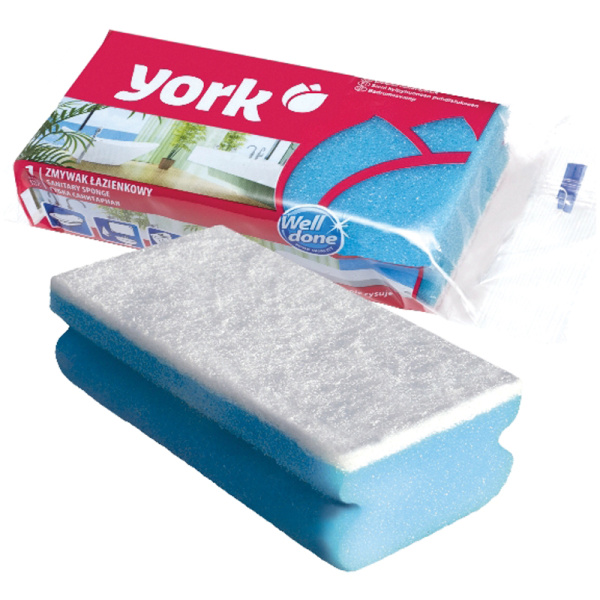 Губка для посуды York, санитарная, поролон с абразивным слоем, 13,5*7*4,3см, 1шт 030080 260590