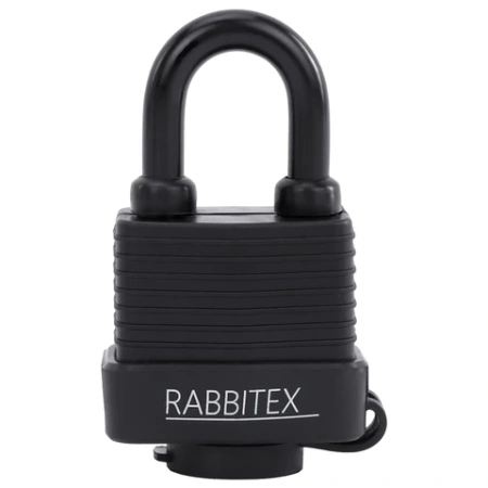 Замок навесной стальной 40 мм "Всепогодный", оцинкованный, прорезиненный, 3 ключа, RABBITEX (РАББИТЕКС), 671300 - МСК «Форвард»