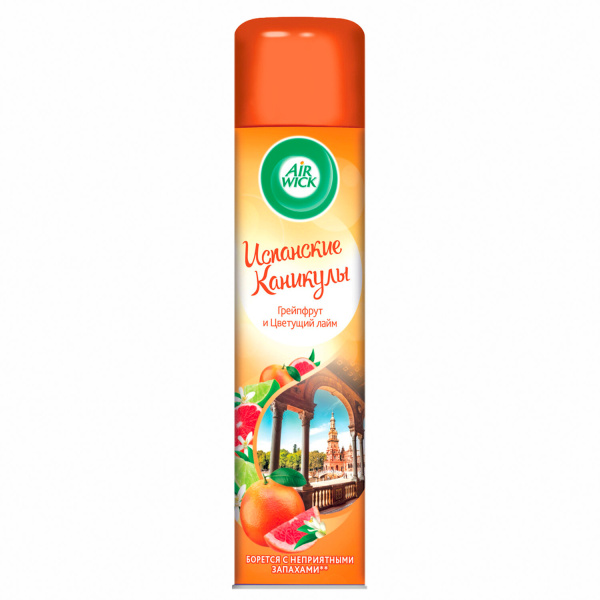 Освежитель воздуха аэрозольный 290мл AIRWICK "Испанские каникулы"-Грейпфрут и Цветущий лайм, 93107 607507