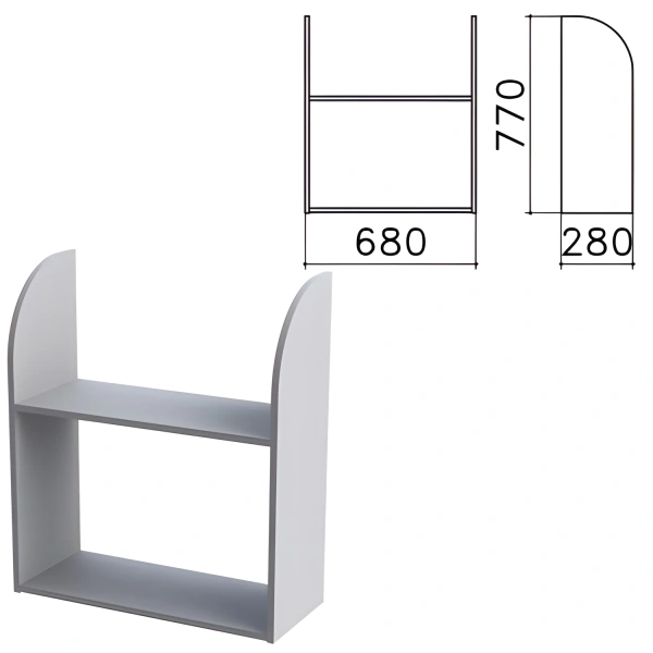 Полка навесная настенная "Монолит" (ш680*г280*в770 мм), цвет серый, ПМ40.11 640220